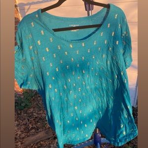 Lane Bryant Size 26/28 Gold and turquoise T-Shirt